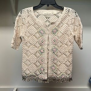 Anthropologie Edie Short Sleeve Crochet Cardigan